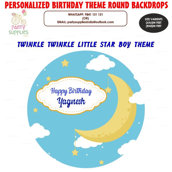 Twinkle Twinkle Little Star Boy Theme Customized Round Backdrop Online Sale