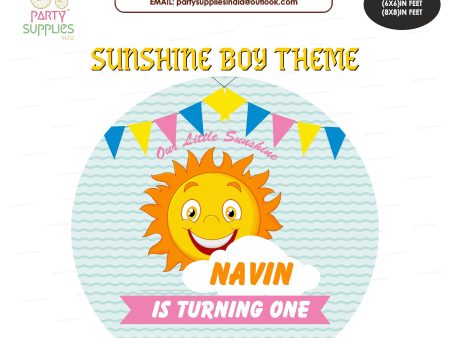 Sunshine Theme Boy Personalized with Name Round Backdrop Online Sale