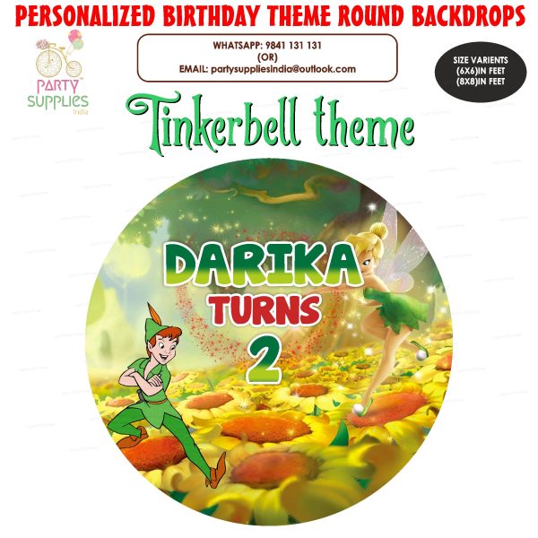 Tinker Bell Theme Personalized Round Backdrop For Discount