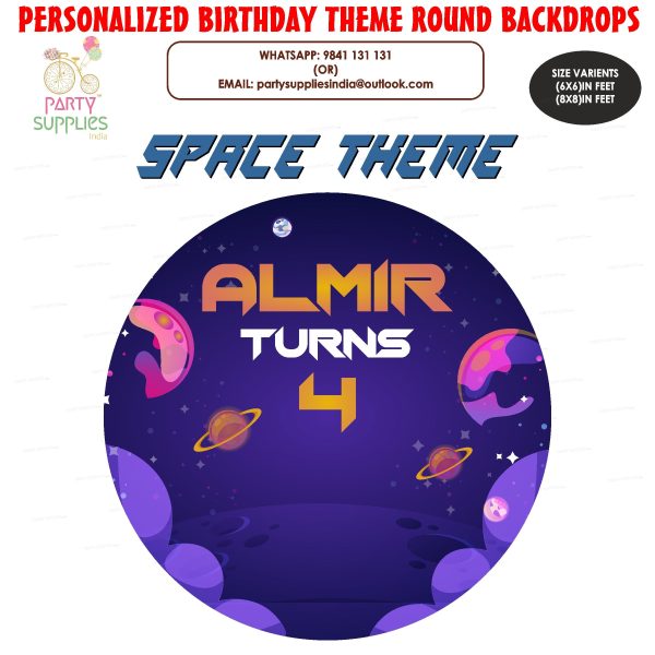 Space Theme Personalized Round Backdrop Sale