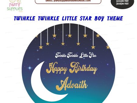 Twinkle Twinkle Little Star Boy Theme Personalized Round Backdrop Hot on Sale