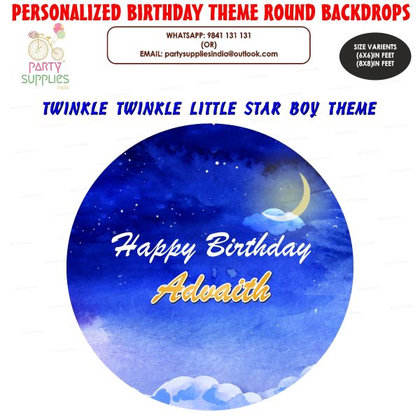 Twinkle Twinkle Little Star Boy Theme Round Backdrop Online Sale