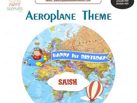 Aeroplane Theme  Personalized Round  Backdrop on Sale