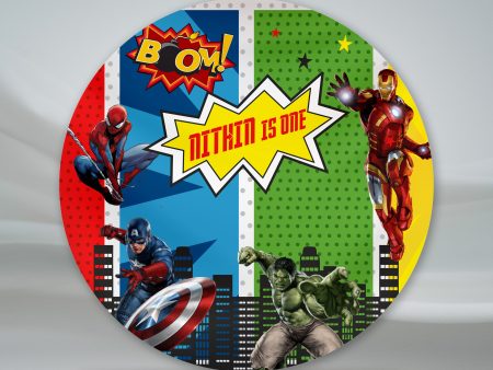 Avengers Theme Round Backdrop Hot on Sale