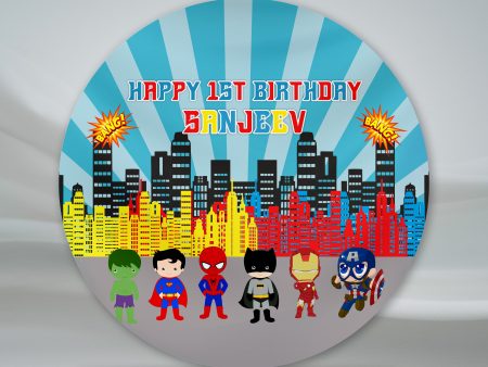 Avengers Theme Personalized Round Backdrop Cheap